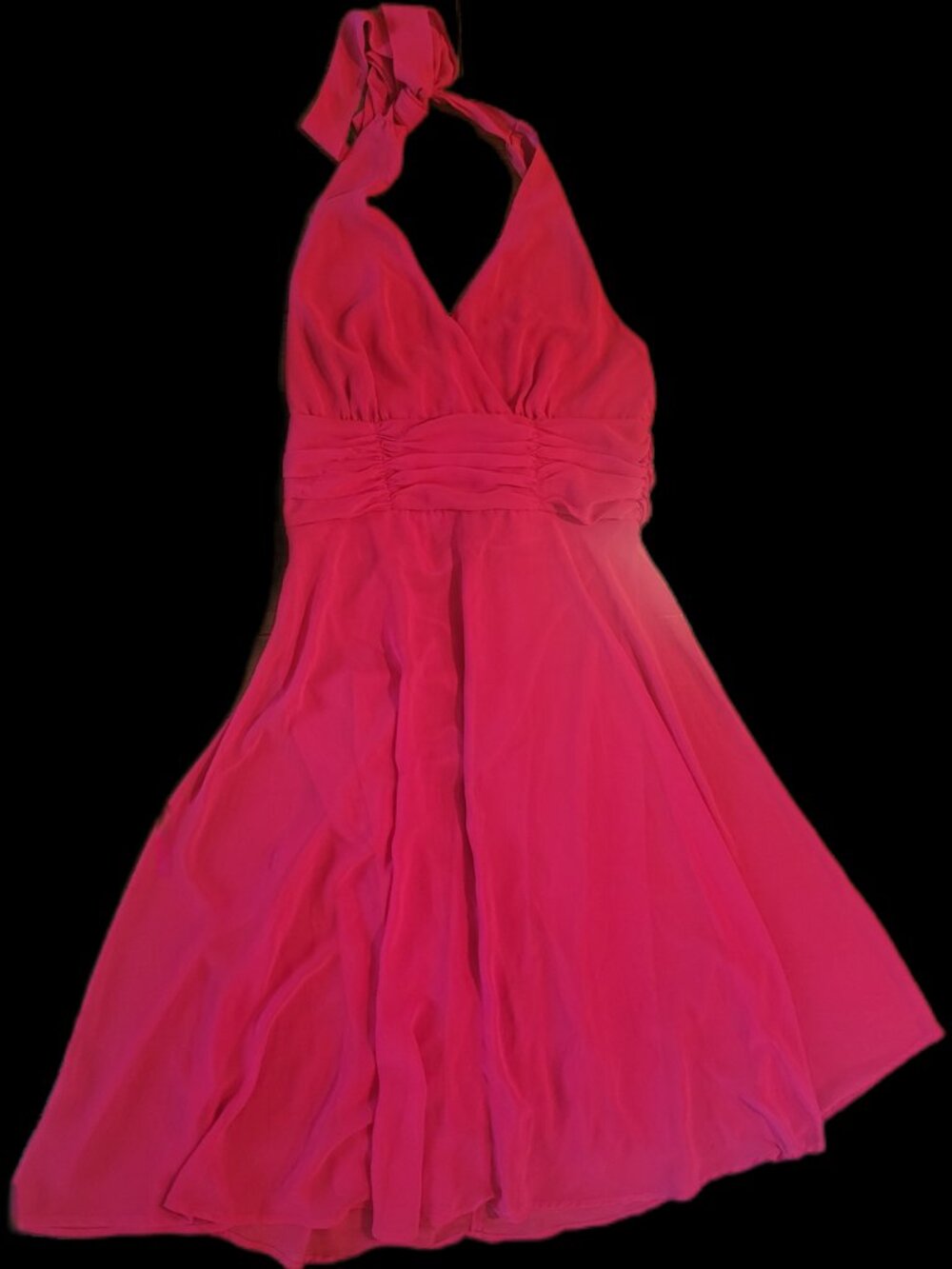 Red CONNECTED APPAREL Sz 14 Halter Cocktail Dance Party Dress w Sheer Overlay